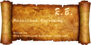 Reznicsek Barnabás névjegykártya