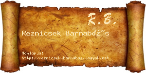 Reznicsek Barnabás névjegykártya